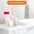 Pen Holder for Desk, Clear Acrylic Pencil Holder for Desk, Marker Holder with 3 Compartments, Pencil Organizer for Home, Office, Classroom, Bathroom