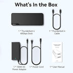 MOKiN Thunderbolt 4 Dock - 16 Ports, Laptop Docking Station Dual Monitor for MacBook, Docking Station 3 Monitors for Windows with 150W DC Power,TB4 Cable,2.5 Gigabit Ethernet（Thunderbolt™ Certified）