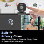 Nisheng 4K Webcam, AutoFocus USB Camera with Dual AI Noise-Cancelling Mics, 4K Webcam for PC with Privacy Cover, Plug & Play Web Camera for Zoom/Teams/Meet/Xbox/OBS