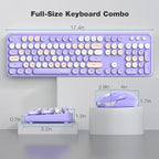 MOFII Wireless Keyboard and Mouse Combo Purple Colorful Full Size Round Key Typewriter Keyboards, 2.4G USB Keyboard Mice with 2-1 Nano Dongle for Computer Laptop PC Desktop Chromebook Smart TV