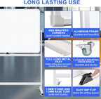 Mobile Magnet Whiteboard with Stand 60x36 Double-Sided Dry Erase Board with Stand - Magnetic Portable Standing Whiteboard - 5' x 3' Rolling White Boards with Easy Flip Feature