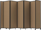 Versare Room Divider 360 Portable Wall Partition | Folding Panels | Large Freestanding Divider | Locking Wheels | Temporary Room Separator | 14' x 7'6'', Latte