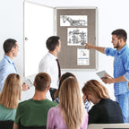 Enclosed Bulletin Board Lockable Display Case Message Board with Locking Door for Indoor, Grey Felt, Aluminum Frame, 36 X 24 in