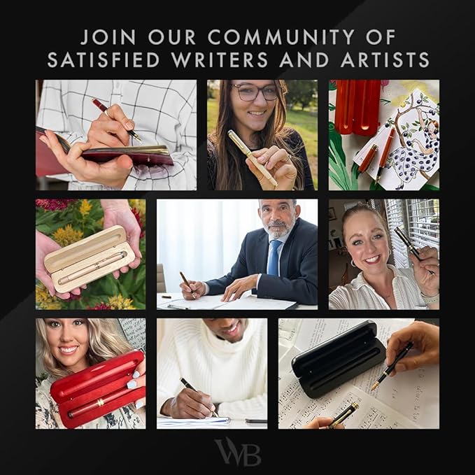 Wordsworth & Black Fountain Pen Set, Luxury Bamboo Wood - Medium Nib, Gift Case; Includes 6 Ink Cartridges, Ink Refill Converter -Journaling, Calligraphy, Drawing, Smooth Writing [Brown Wood]