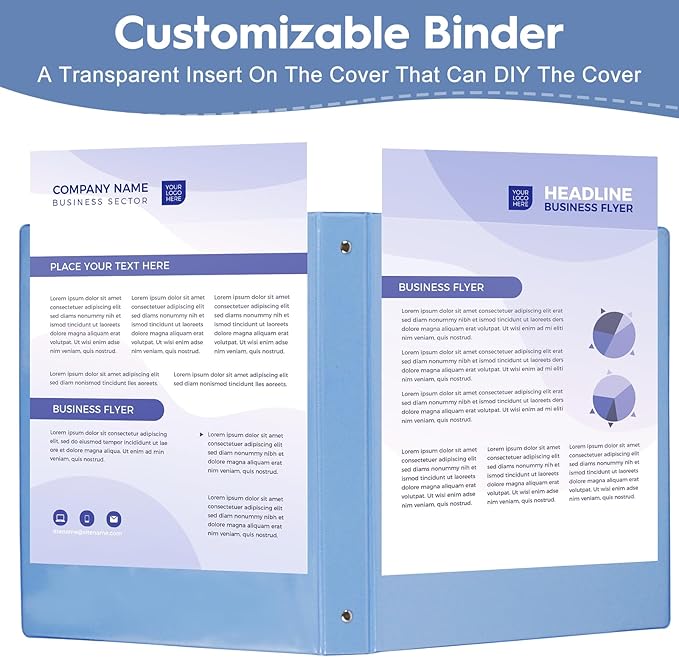 6-Pack 1-Inch Binder, Standard 3 Ring Binder Fit US Letter Size Paper, Presentation Round Ring Binders,Blue