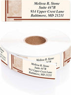 Brown Marble Designer Rolled Address Labels with Elegant Plastic Dispenser