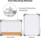 EAONE 16x12 in Double Side Whiteboard Calendar & Cork Board Combo for Wall, 3 in 1 Magnetic Dry Erase Whiteboard Monthly Calendar and Bulletin Board with Aluminum Frame for Home Office Kitchen
