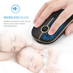 VssoPlor Type C Wireless Mouse USB C Rechargeable Portable Quiet Mouse USB and Type C Receiver Dual Mode Laptop Mouse for PC, Laptop, MacBook, Tablet-Black Gold