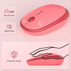 MOFII Wireless Keyboard and Mouse Combo, Cute Keyboard Full Size and Wireless Mouse, 2.4GHz Retro Typewriter Keyboard Wireless Mouse Set for PC/Desktop/Laptop/Windows (Hot Pink)