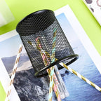 Ameceres 4 Packs Wire Mesh Pencil Holder Metal Pen Cup Desk Pen Organizer Case Pencil Jar Black for Office Home (Silver)