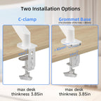 Suptek Single Monitor Mount,Ultrawide Monitor Arm Mount Single Desk Mount for 17 to 43 inch Curved Screen,Holds 28.6 lbs,Pneumatic Height,75/100 Vesa Mount,White(MD71MW)