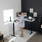 VIVO Electric Corner L-Shaped 63 x 55 in Standing Desk, Memory Height Adjustment, White Top Black Frame, DESK-E3CTBW