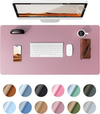 YSAGi Leather Desk Protector, Office Mat, Large Mouse Mat, Non-Slip PU Leather Blotter, Laptop Desk, Waterproof Writing Pad for Office and Home (Pale Mauve, 35.4" x 17")