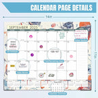 Gannyfer Desk Calendar 2025-2026, 18 Months Fridge Calendar - Large 14" x 11" Desktop/Wall Monthly Calendar, July 2025 - Dec 2026, Personal Planner for Home, School, Office(3 Stickers)