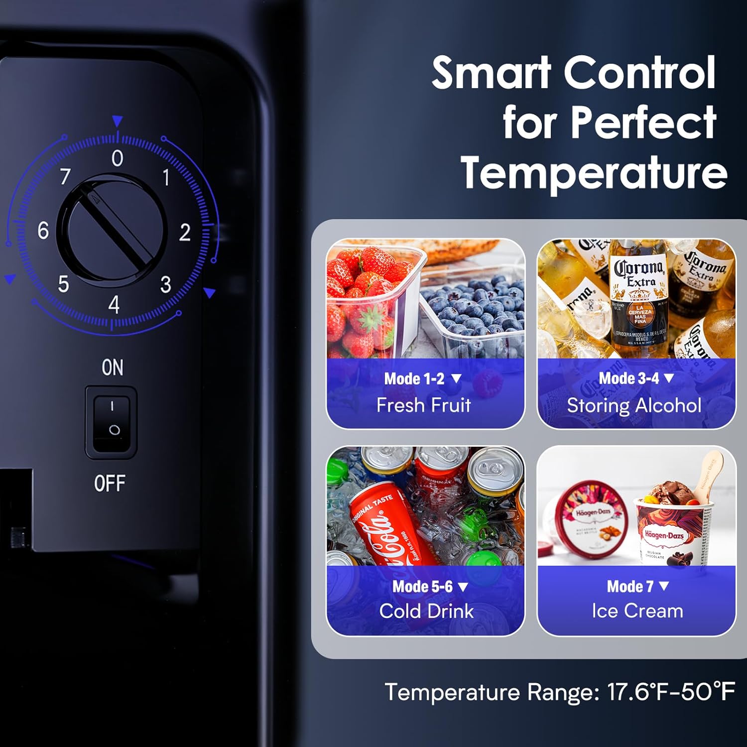 Beverage Refrigerator Cooler 4.5 Cu.Ft, Mini Fridge with Freeze with Glass Door for Soda Beer or Wine, Small Drink Dispenser Machine for Home Office Bar, 7 Temperatures, Adjustable Shelves