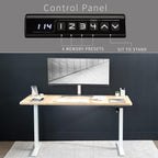 VIVO Electric 60 x 30 in Standing Desk, Memory Height Adjustment, 1B Series, Light Wood Top White Frame, DESK-KIT-1W6C-30