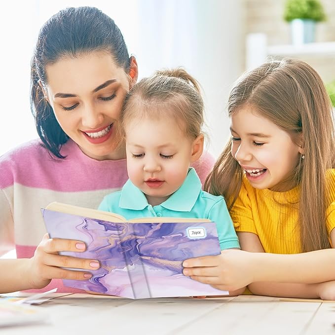 Jumbo Stretchable Book Covers 8PCS Reusable Fabric Book Cover with Label 9x11in Marble Print Protective Sleeve for Hardcover Books Textbook Cover for School Fits Most Book Sizes Up to 10x12.5in