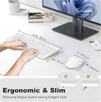 FENIFOX Wireless Keyboard Mouse Combo, Ergonomic Rechargeable Silent Quiet Slim Compact Full-Size USB C with Number Pad Flat Soft Cover for PC Computer Laptop Mac MacBook iMac TV Windows OS - White