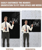 Magnetic Glass Whiteboard，72"x48" Wall Mounted Frameless Dry Erase Board for Office, Home & School Black