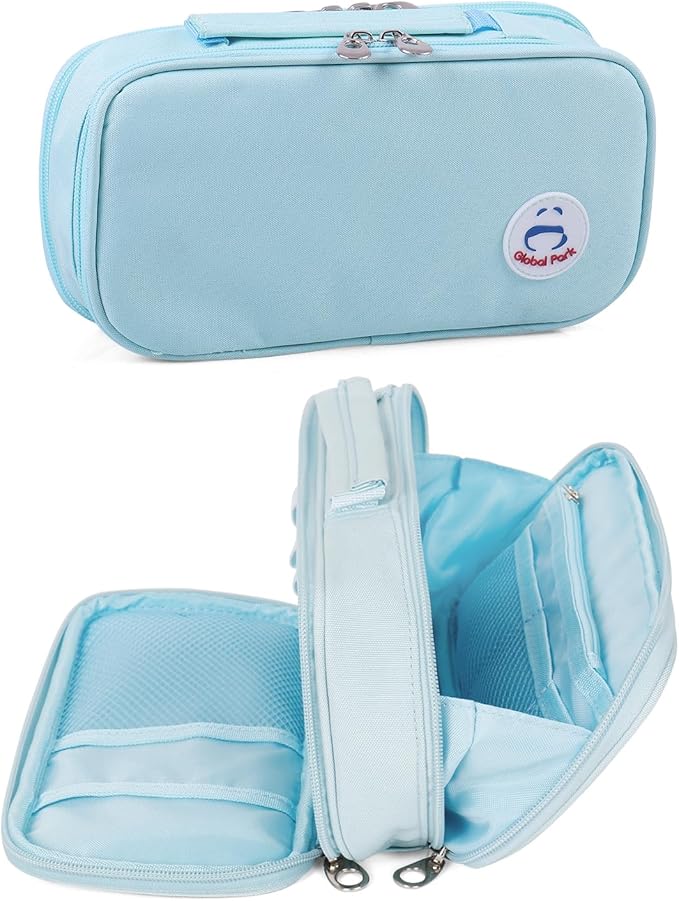 Pencil Case Pen Bag Holder Pouch Large Handle Big Capacity Desk Organizer Storage Marker Box Stationary Makeup Cosmetic Double Zippers for School Office Students Teen