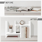 Jerry & Maggie Desktop Organizer Office Storage Rack Adjustable Wood Display Shelf Free Style Double H, Multi-Functional Mini Bookshelf for Desk Natural Stand (White)