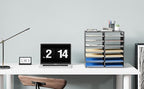 EasyPAG 14-Slot Mesh Desk File Organizer with Handle, Metal Frame Paper Tray for Classroom/Office/Home - Easy Assembly, Durable Tiered Sorter & A4/Letter Size, Silver