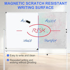 Mobile Magnet Large Whiteboard with Stand 72x40 Double-Sided Dry Erase Board with Stand - Magnetic Portable Standing Whiteboard - Rolling White Boards with Easy Flip Feature