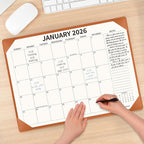 Desk Calendar 2025-2026 with Desktop Mat, 22x17 inch Large Desk Pad Calendar July 2025 to June 2026, Big Desk Planner for Home Office and School, Brown