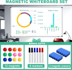 H-Qprobd 72"x48" Large Dry Erase Board for Wall 6' x 4' Magnetic Whiteboard Aluminum Presentation White Boards with Long Pen Tray, 6 Markers, 2 Erasers &12 Magnets