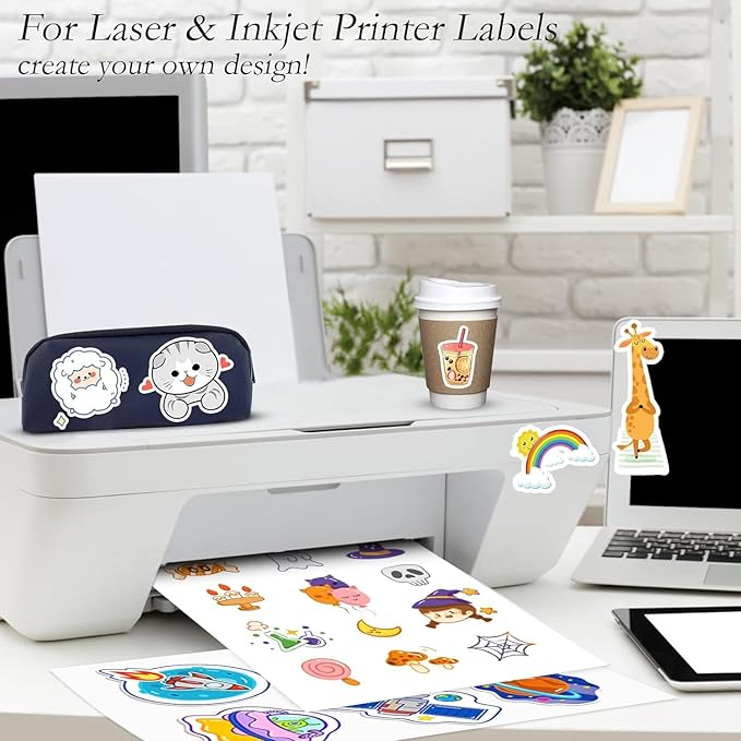 2000 Full Sheets Sticker Paper for Laser & Ink Jet Printers, 8.5" x 11" Full Sheet Address Shipping Label, 2000 Sheets 2000 Labels