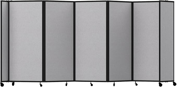 Versare Room Divider 360 Portable Wall Partition | Folding Panels | Large Freestanding Divider | Locking Wheels | Temporary Room Separator