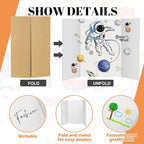 4 Pcs Trifold Display Board 36"x 48" Large White Presentation Board with Board Headers 4 Science Subtitles 32 Black Edge Self Adhesive Paper Poster Board for School Projects and Business Presentations
