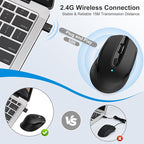 RaceGT USB C Wireless Mouse, Type C Silent Mouse for MacBook Air/Pro, 2.4G Cordless Computer Mice with 6 Buttons and 3 Adjustable DPI for Mac, Laptop, Desktop, PC