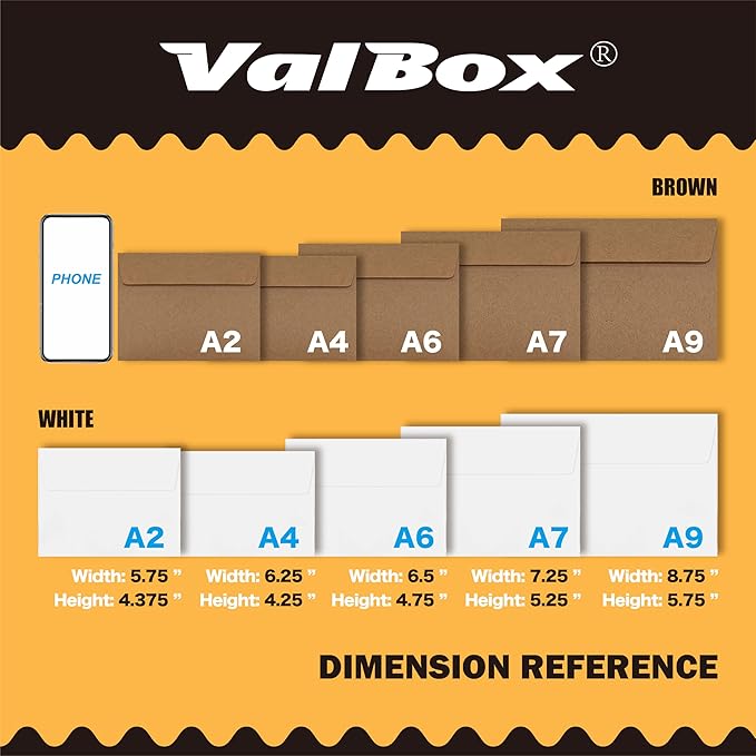 ValBox A9 Invitation Envelopes, 5.75 x 8.75 Inches, Brown Kraft Envelopes for Wedding Invitations, Greeting Cards, Announcements, with Self Adhesive Seal, 250 Count (5.75 x 8.75 Inches)
