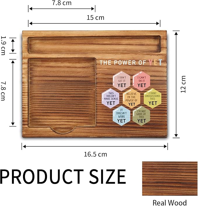 vizuzi The Power of Yet Mental Health Sticky Note Holder, Therapy Office Decor, DBT Growth Mindset Gifts for School Counselor Women Men Psychologist Therapist Self-Stick Note Pad Holders ZSS43