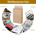 25 Pack 10" x 15" Expandable Catalog Envelopes, Large Kraft Document Envelopes Self Seal Manilla Envelopes Mailing for Documents, Magazines, Photos
