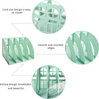 SAYEEC Magazine File Holder Folder Storage Desktop 4 Compartment Standing Hollow Green Files Bookshelf Organizer Box Office Racks Displays Holds Notebooks Documents for School Working Students