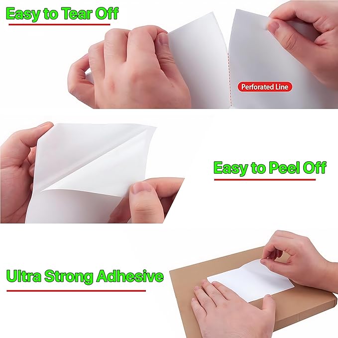 Roll 4 x 6 inch - 500 Thermal Labels Direct White Strong Adhesive Perforated Postage Shipping Printer Compatible with Zebra SNBC Epson Rollo (500 Labels, 1 Roll)