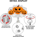 Halloween Pumpkin Badge Reel Cute Glitter Badge Holder Badge Clip Nurse Badge Reel Halloween Handbone Retractable Name Badge Name Tag Holder Nursing Student Social Worker Gift for Coworker