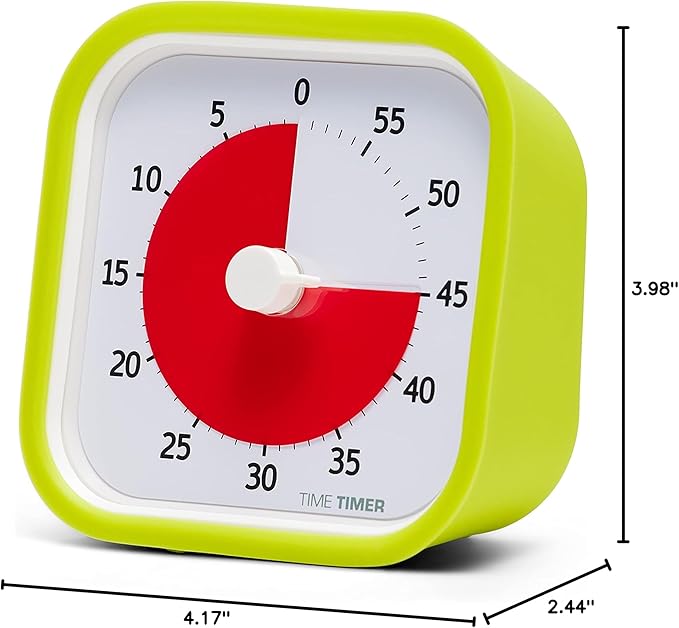 TIME TIMER 60 Minute MOD Education Edition ⁠— Visual Timer for Kids Classroom Learning, Elementary Teachers Desk Clock, Homeschool Study Tool and Office Meetings with Silent Operation (Lime Green)