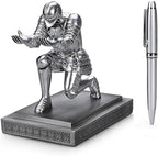 Knight Pen Holder Pen Stand Desk Organizers and Accessories Resin Pencil Holder as Gift with a Fancy Pen for Office and Home Desk Organizer (Silver)