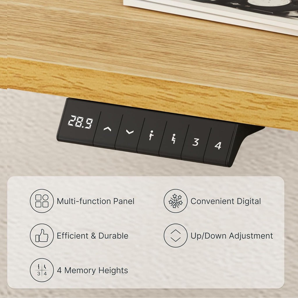 FLEXISPOT EN1 Whole-Piece Standing Desk, 48 x 24 Inches Height Adjustable Desk Stand up Desk Home Office Table for Computer Laptop (White Frame + Maple Desktop)