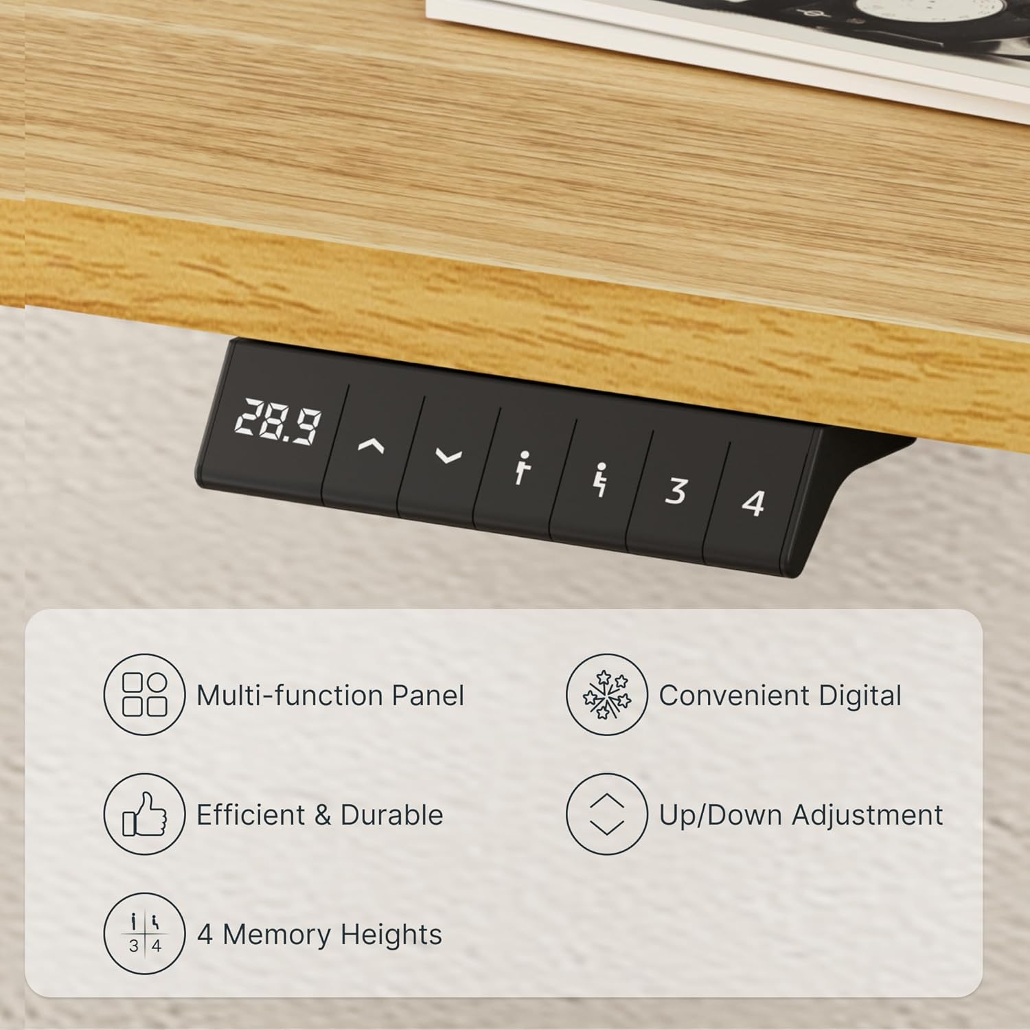 FLEXISPOT EN1 Whole-Piece Standing Desk, 48 x 24 Inches Height Adjustable Desk Stand up Desk Home Office Table for Computer Laptop (White Frame + Maple Desktop)