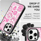 MOSNOVO Case for iPhone 14 Pro Max, [10ft 4X Military-Grade Drop Protection] Durable & Shockproof Phone Case Cover Design for iPhone 14 Pro Max - Pink Dripping Smiles - Clear Black