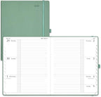 POPRUN Weekly Planner 2026 Calendar (Large 8.5" x 10.5") 12 Months Notebook with Horizontal Layout, Leather Hardcover, Inner Pocket, 100GSM Thick Paper, Pen Holder - Midnight Green