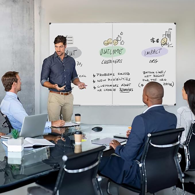 XBoard Magnetic Whiteboard 60 x 36 Inch, Foldable Dry Erase White Board with Aluminium Frame & Marker Tray 5' x 3', Wall Mounted Folding Message Presentation Board