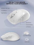 Wireless Keyboard and Mouse Combo - Full-Sized Ergonomic Keyboard with Wrist Rest, Phone Holder, Sleep Mode, Silent 2.4GHz Cordless Keyboard Mouse Combo for Computer, Laptop, PC, Mac, Windows,White