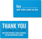 ITZAMNA Thank you for supporting small business cards Customer appreciation note cards Pink Script with Heart Pack of 100 sky blue
