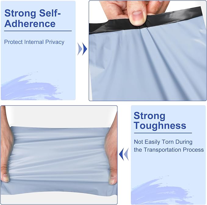 Poly Mailers 10x13 Inch 200 Pcs, Light Blue Shipping Bags, Mailing Envelopes with Self Seal Adhesive Strip, Waterproof and Tear-Proof Poly Bags for Non-Fragile Items