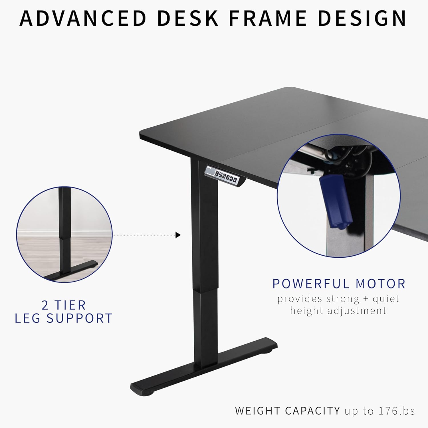 VIVO Electric 60 x 30 in Standing Desk, Memory Height Adjustment, 1B Series, Black Top Black Frame, DESK-KIT-1B6B-30